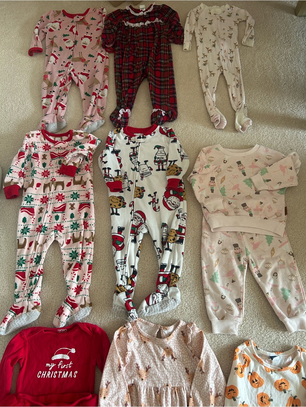 Baby Girl Holiday Pajamas and Outfits Sz 12 Months & 12-18 Months